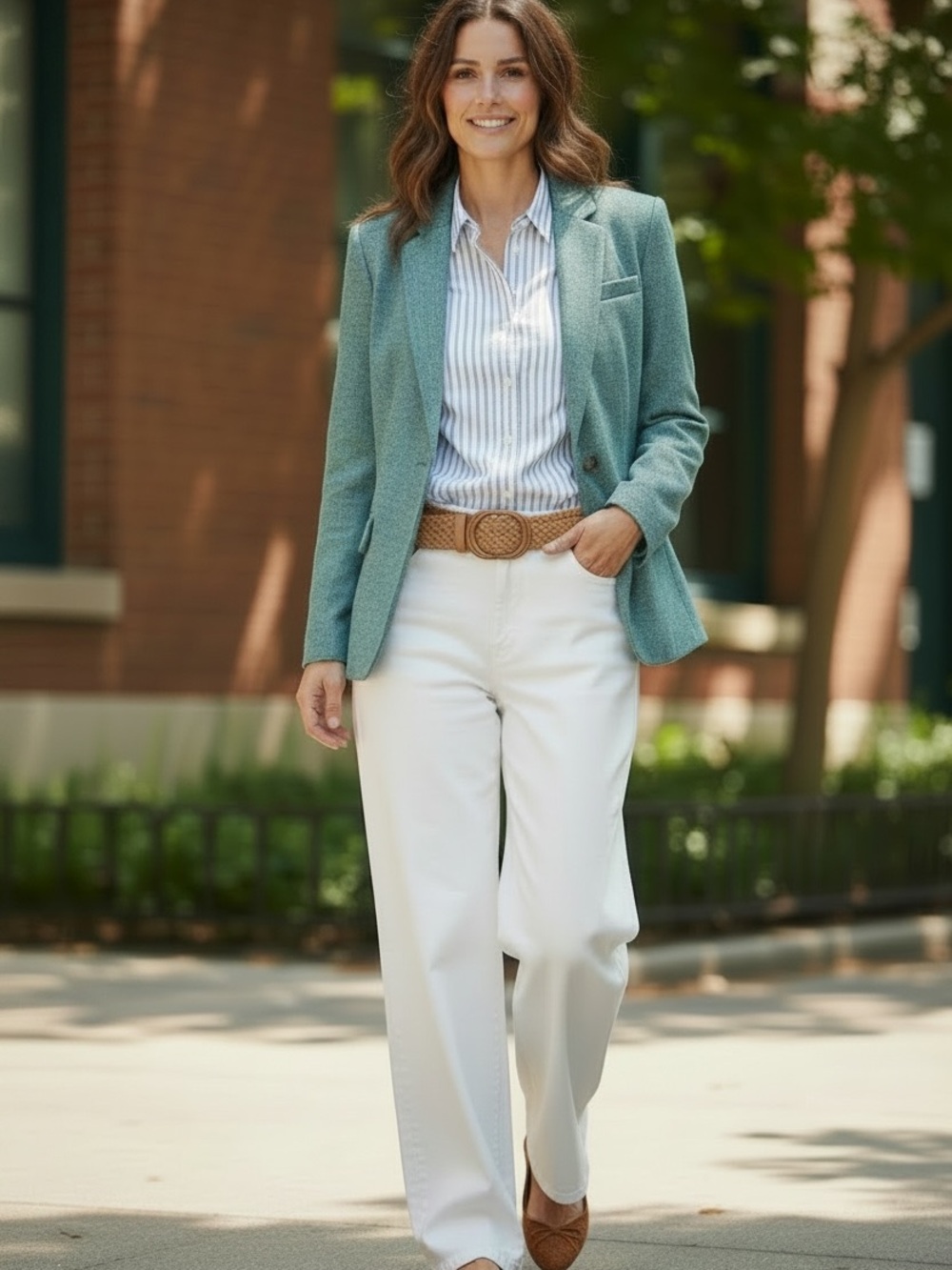 Banana Republic Seafoam Herringbone Wool Blend Blazer/Size 8